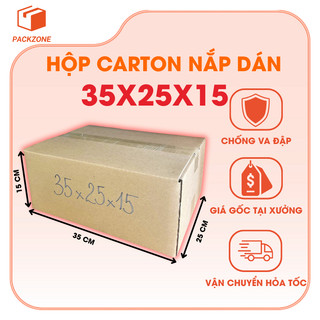 Combo 100 Hộp Carton 35x25x15 cm 3 Lớp Đựng Hàng, Đóng Đồ An Toàn Cứng Cáp Giá Xưởng – PACKZONE