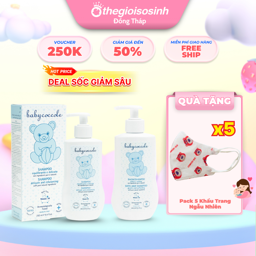 Sữa Tắm Gội 2 Trong 1 Babycoccole 0M+ Chiết Xuất Hoa Sen Dành Cho Bé Sơ Sinh 250ml / 400ml sơ sinh 0