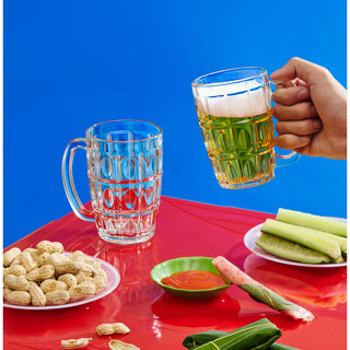  Bộ 6 cốc uống bia thủy tinh cao cấp LOTUS GLASS VTC52 410ml Cốc có quai dung tích lớn dùng uống bia trà đá 