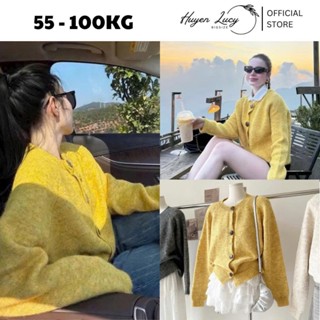  ÁO LEN CARDIGAN CÀI CÚC DÁNG RỘNG freesize dưới 80kg cổ tròn dài tay trơn basic xinh xắn Ulzzang Huyền Lucy Bigsize 