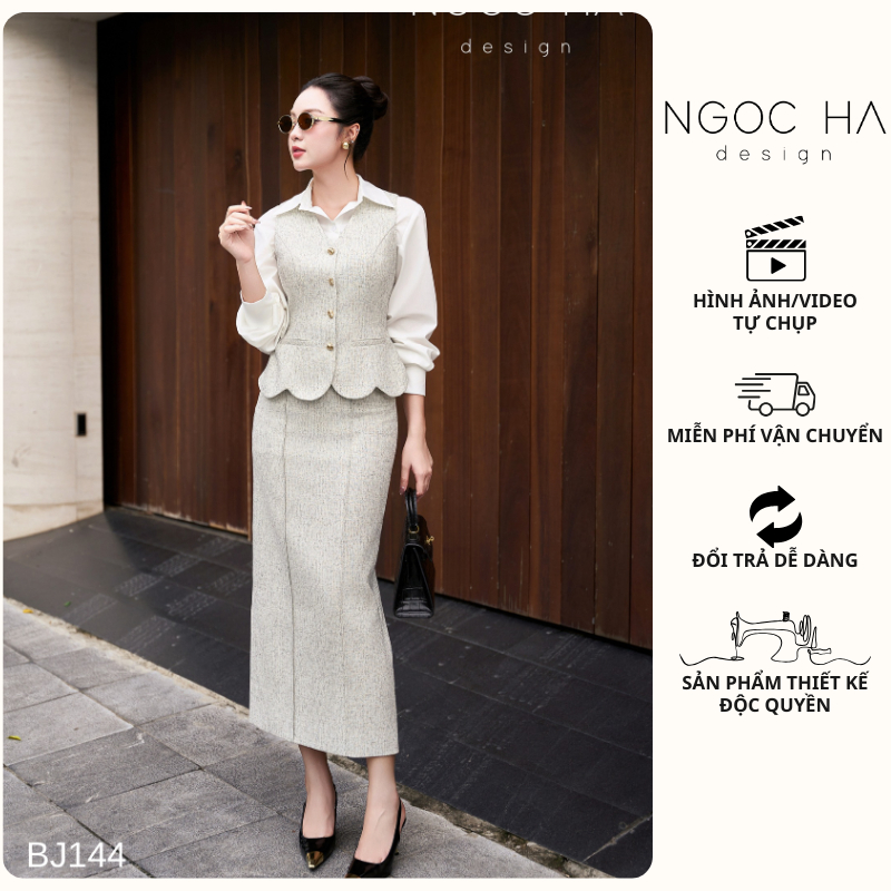 Set công sở Elara Set_ Bộ Vest Áo Gile Chân Váy Bút Chì NGOC HA DESIGN BJ144