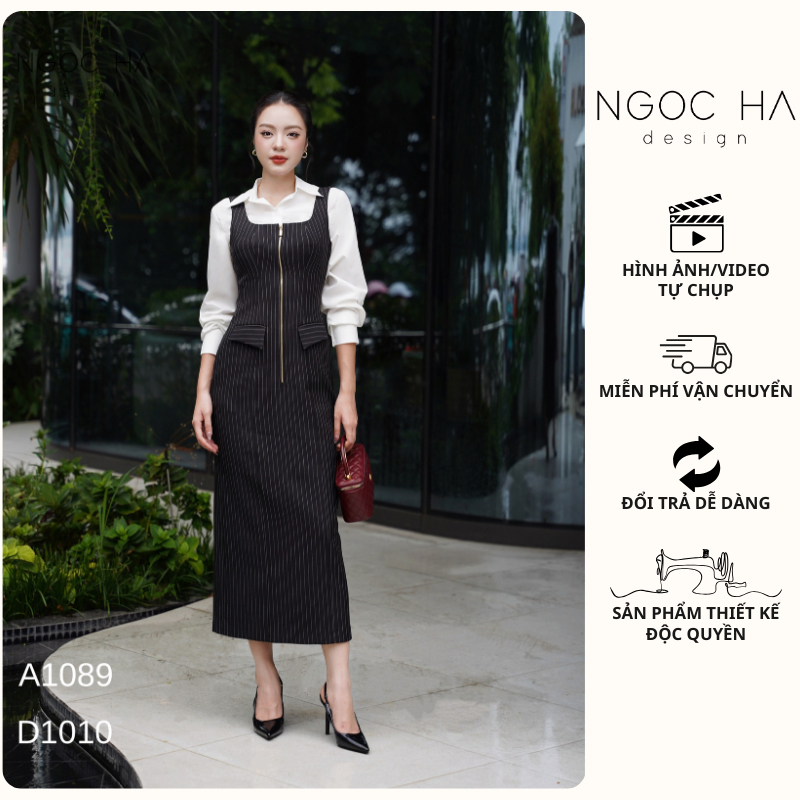 Áo Sơ Mi Clara Top_ Áo Sơ Mi Thô Cổ Đức Màu Trắng NGOC HA Design A1089