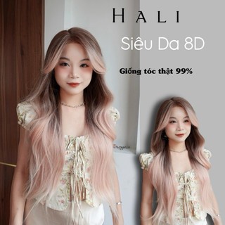 Tóc giả HALI nguyên đầu siêu da 8D Balayage sóng Lơi Hồng pastel 70cm Chất tóc protein phủ nano giống tóc thật 99%