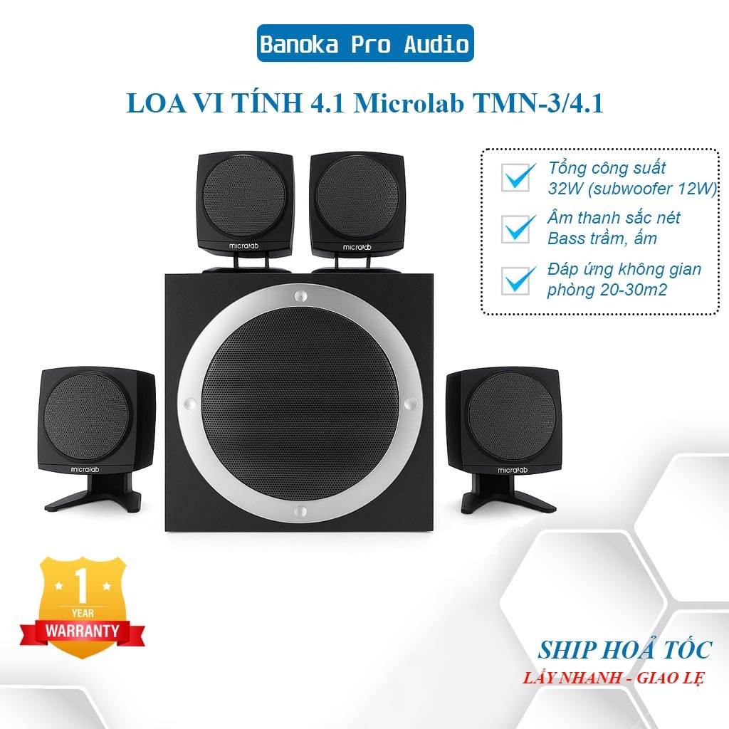 [Hoả Tốc 2h] Loa vi tính 4.1 Microlab TMN-3/4.1 âm thanh cao cấp sống động, Bass mạnh mẽ - BH 1 Năm