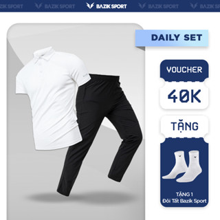 Set Bộ Đồ Nam Bazik Cao Cấp Áo Polo Đa Năng Và Quần Dài TechDry Co Dãn 4 Chiều, Thấm Hút Mồ Hôi, Nhanh Khô