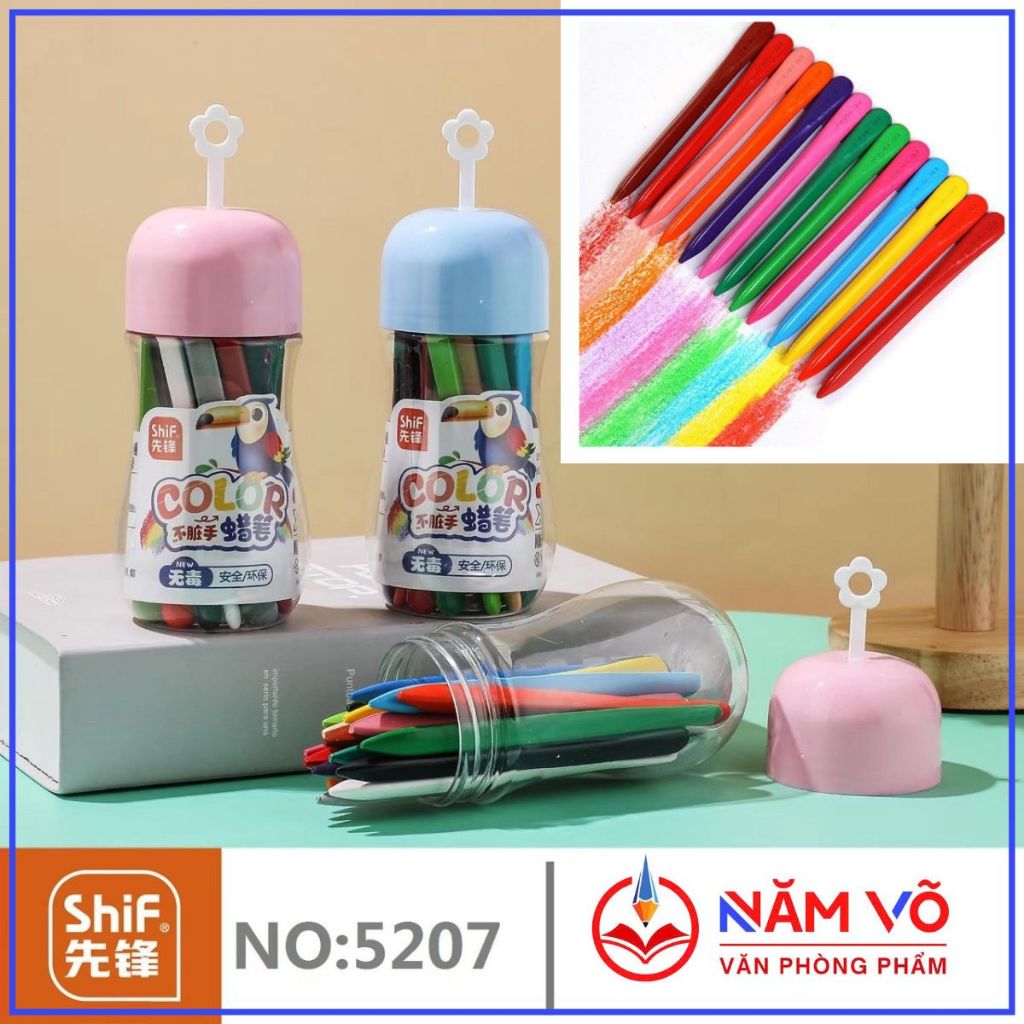 [5207] LON 18 Cây Bút Sáp Màu Hữu Cơ / Sáp Hữu Cơ 18 Màu Tự Nhiên Shif 5207 An Toàn Cho Bé, Không Bẩ