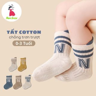  Set 10 Đôi Tất Trẻ Em Sơ Sinh Chữ N Cotton Chống Trơn Trượt Cho Bé Trai Bé Gái Đi Cực Xinh ss57 