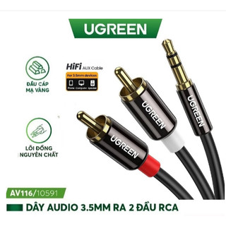 Cáp Audio 3,5mm ra 2 đầu RCA dài 2m chính hãng Ugreen 10584