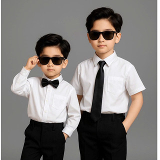  Sơ Mi Trắng Tặng Kèm Cà Vạt Cho Bé Từ 12-45kg Hàng Được Thiết Kế Và Sản Xuất Bởi MyaKids 
