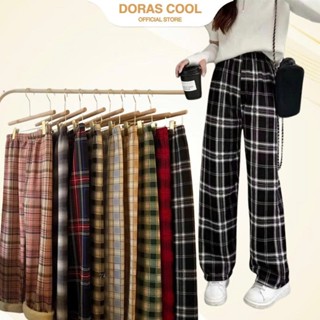 Quần Ống Rộng Lót Lông, Quần Lót Lông Dáng Suông Phối Kẻ Thời Trang Thu Đông Hot Trend Cho Nữ 172