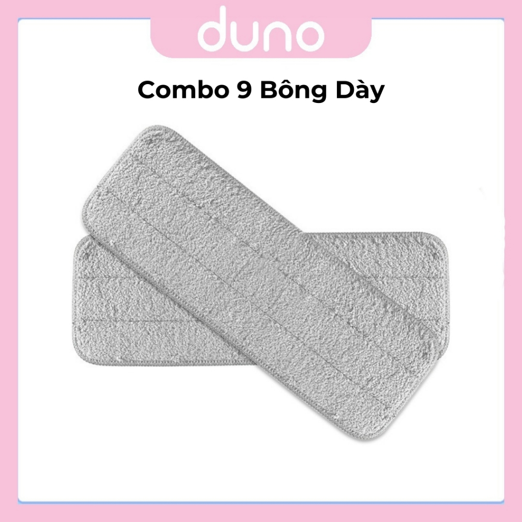Combo 9 Bông lau nhà thay thế gài 2 đầu kích thước 33x12, Bông lau nhà lau sàn thay thế loại dày