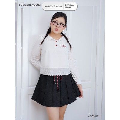 Áo cổ sen phối ren BIGSIZE (55kg đến 95kg) –  25DA169 - [BU Bigsize Young]