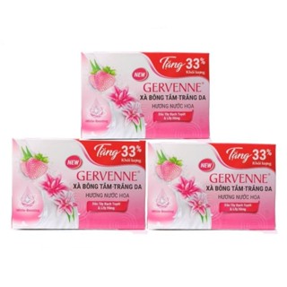   Combo  Xà bông tắm trắng da Gervenne hồng dâu tây bạch tuyết & lily 120g 