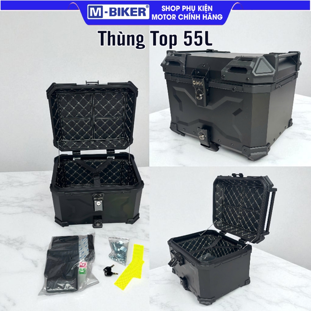Thùng Top 55L Hợp Kim Nhôm Thùng Gắn Sau Xe Máy, Thùng Top Motor Cao Cấp MBiker