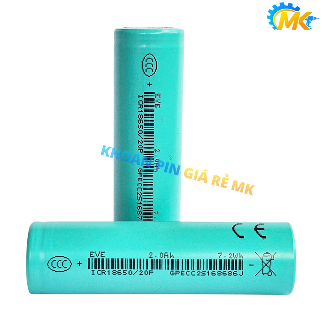 Cell pin 18650 EVE 20P Li-ion 3.7V 2000mah 10C - Xả 20A (Có chữ EVE)