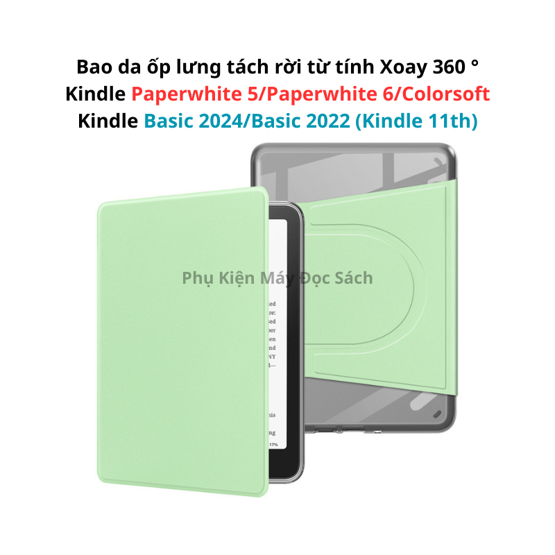 Bao Da Ốp Lưng Tách Rời Kindle Basic 2024/Basic 2022, Paperwhite 5/Paperwhite 6/Colorsoft. Case Từ T