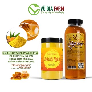 Mật ong hoa cà phê 420g + tinh bột nghệ 100g - nguyên chất vũ gia