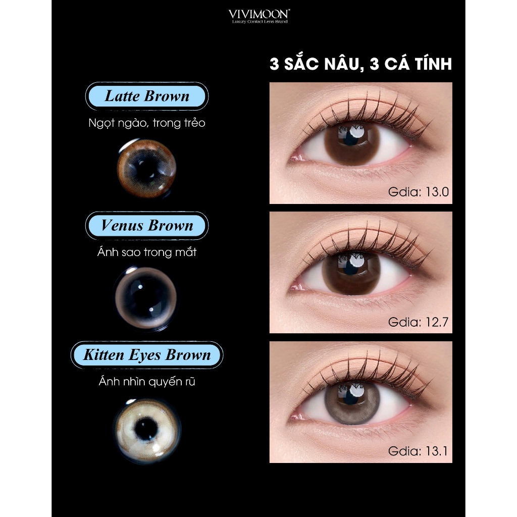 01 Chiếc Lens cận 1 ngày màu nâu tự nhiên VIVIMOON khóa ẩm Latte Brown (Giá 1 bên mắt, x2 để đặt 1 đôi) | BigBuy360 - bigbuy360.vn