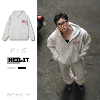 Áo Khoác Hoodie Zip Nam Họa Tiết Thêu Chữ Đỏ HeiLit Áo Khoác Nỉ Có Mũ Form Rộng