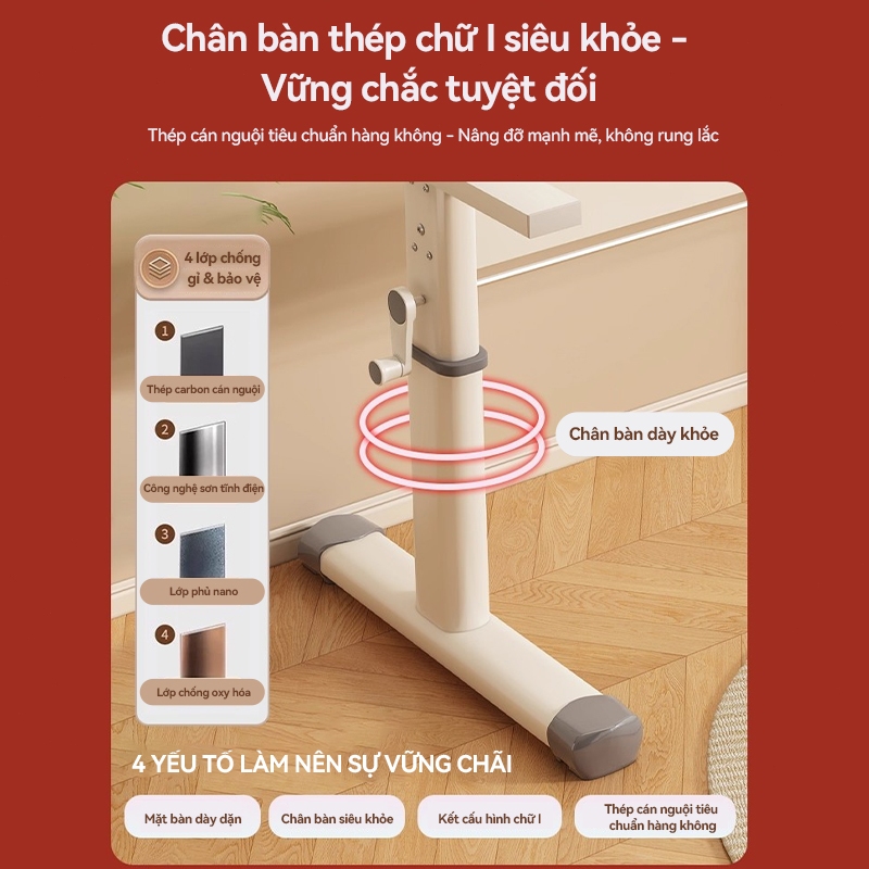 ICON  Bàn Học Thông Minh Chống Gù Nâng Hạ Tay Quay Cao 90cm - Mặt Gỗ Chống Trầy Chịu Lực Tốt - Chuyên Dụng Cho Học Tập | BigBuy360 - bigbuy360.vn