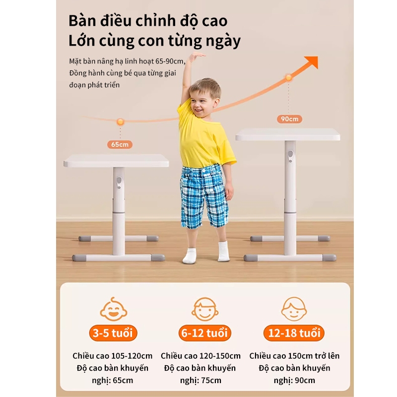 ICON  Bàn Học Thông Minh Chống Gù Nâng Hạ Tay Quay Cao 90cm - Mặt Gỗ Chống Trầy Chịu Lực Tốt - Chuyên Dụng Cho Học Tập | BigBuy360 - bigbuy360.vn