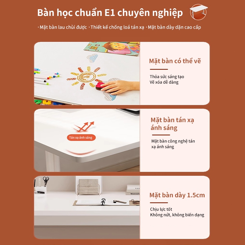 ICON  Bàn Học Thông Minh Chống Gù Nâng Hạ Tay Quay Cao 90cm - Mặt Gỗ Chống Trầy Chịu Lực Tốt - Chuyên Dụng Cho Học Tập | BigBuy360 - bigbuy360.vn