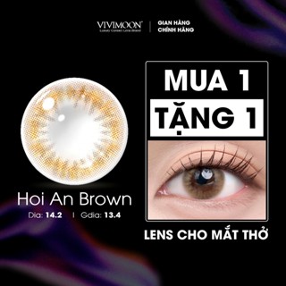 Lens cho mắt thở cận 6 tháng màu nâu Hội An Brown kính áp tròng VIVIMOON (Giá 01 đôi)