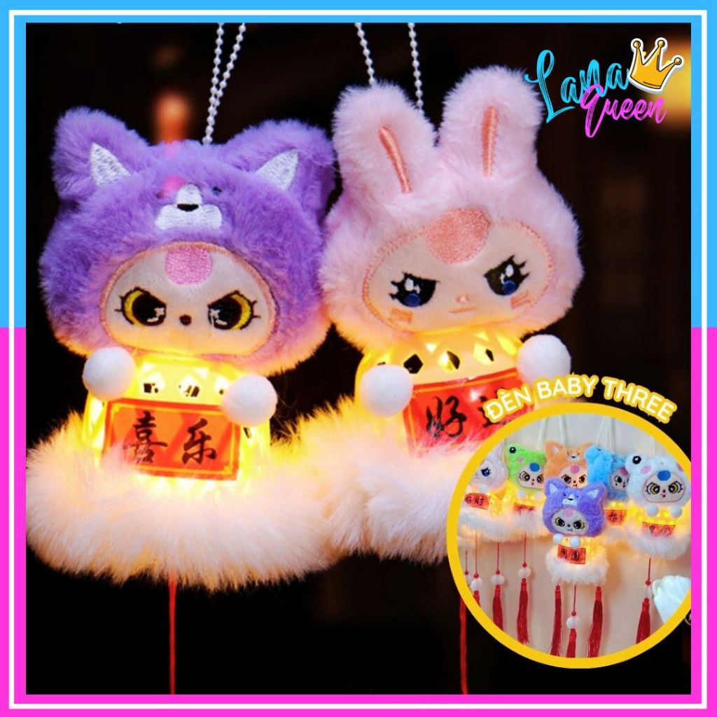 Đèn Lồng Trung Thu Rọ Nhựa Baby Three Hottrend 2026 – Đèn Lồng Rọ Nhựa Mặt Thú Bé Ba - Lana Queen