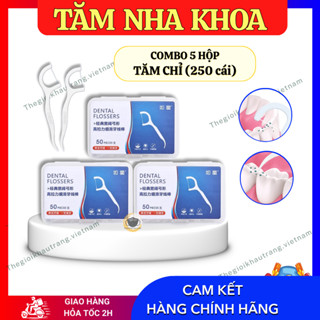 Tăm chỉ nha khoa oral hộp 50 cây hàng chuẩn dịu êm, Tăm nha khoa vệ sinh kẽ răng chân nướu chuyên dụng cao cấp