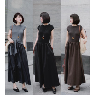 PETBYCHANG - Váy len dáng dài phối chân váy xòe, maxi sát nách cao cấp – Váy len mùa thu đông Hàn Quốc