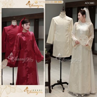  Áo dài cặp đôi cô dâu chú rể Nhân Tâm Giao Duyên cao cấp ADC880 lụa nam nữ dự tiệc cưới ăn hỏi đẹp 