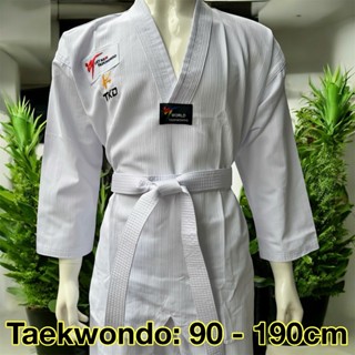  Võ Phục Taekwondo Vải Sọc K Mềm Thoáng – Áo cổ trắng áo cổ đỏ đen Size 90–190cm Form Chuẩn Hỏa Tốc 