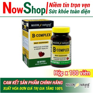 B-Complex Mason Natural Hộp 100 viên bổ sung năng lượng giảm mệt mỏi căng thẳng tăng sức đề kháng