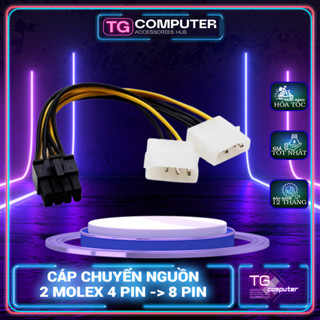 Dây cáp nguồn chuyển 2 Sata Molex 4 pin ra 8 pin VGA - Dây VGA 8 pin- Làm DÂY nguồn 8pin phụ cho VGA