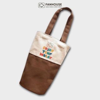 Túi đựng cốc giữ nhiệt Holic Fan House, túi vải Dù Canvas ôm sát toàn bộ thân bình, chống thấm nước tuyệt đối
