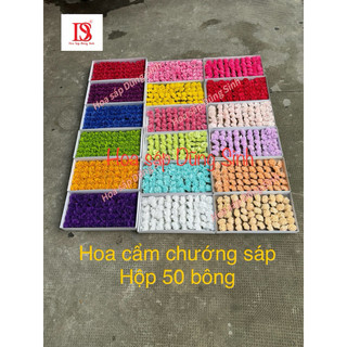 [ H326 ] ( Hộp 50 bông ) Hoa cẩm chướng sáp, hộp hoa cẩm chướng sáp thơm cao cấp, hoa phăng sáp