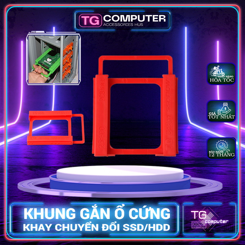 Case ssd nhựa dùng để bắt ssd 2.5 chuyển đổi sang 3.5 dành cho case đời cũ Vi tính TG CASDN