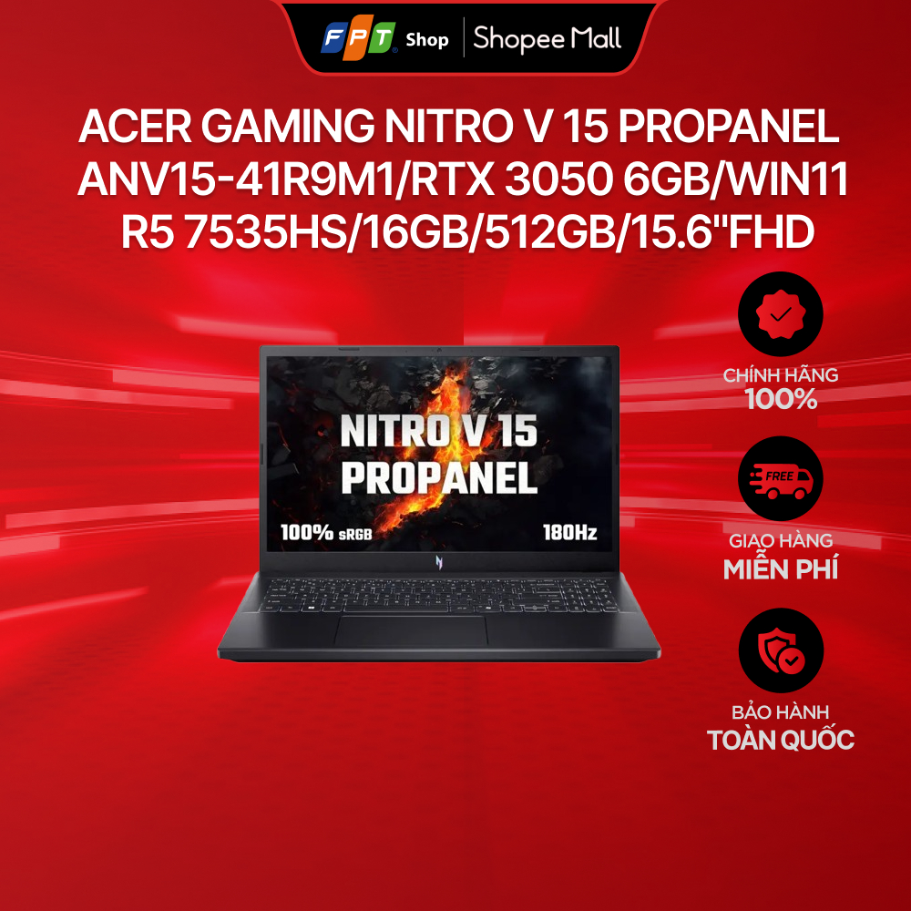 [Chi GH tận nơi] Laptop Acer Gaming Nitro V 15 ProPanel ANV15-41-R9M1 R5 7535HS/16GB/512GB/15.6"FHD/