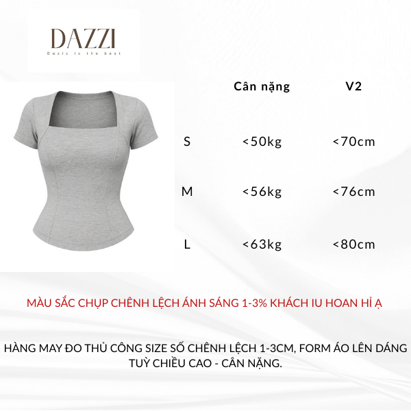 [DEAL SALE CUỐI HÈ] Áo thun ôm cổ vuông dáng corset vạt bầu vải cotton mịn DAZZI Women A053 | BigBuy360 - bigbuy360.vn