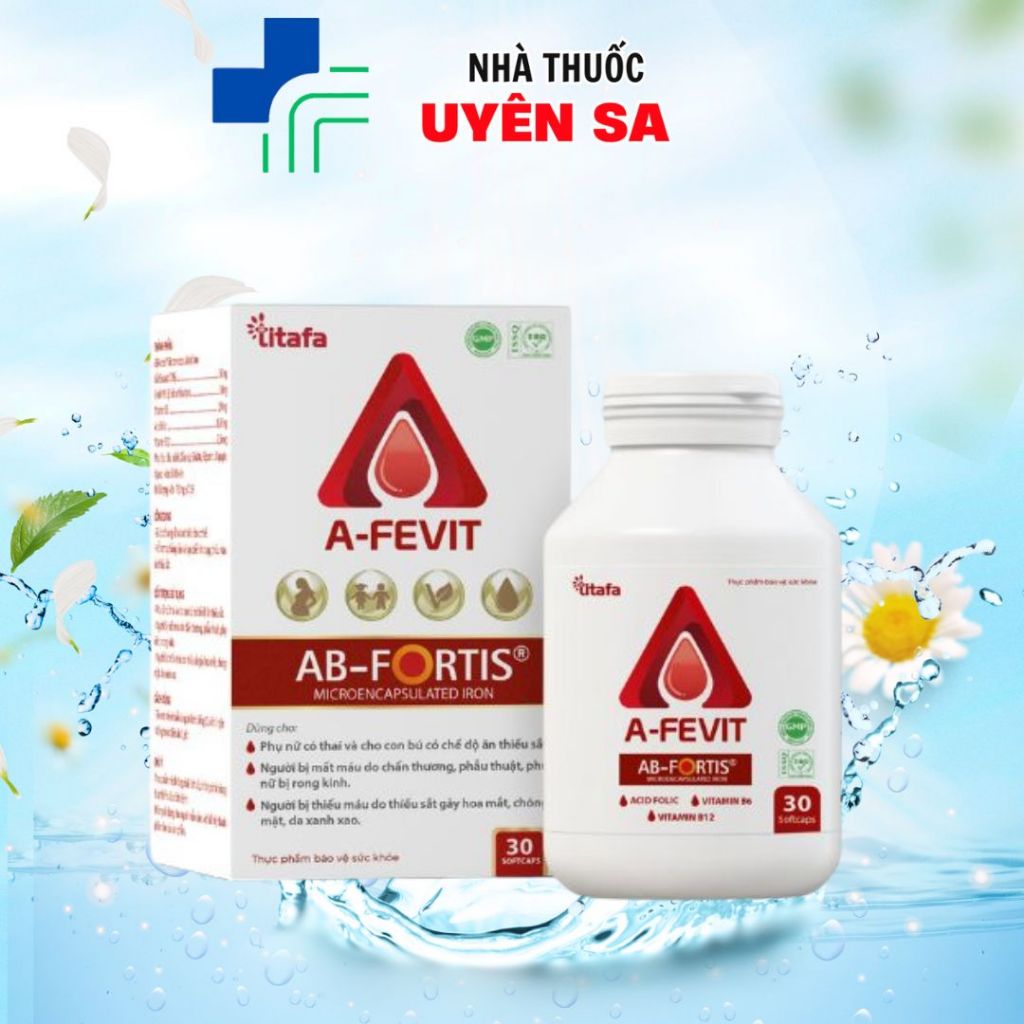 [CHÍNH HÃNG] Viên Sắt A-Fevit –  Viên Bổ Sung Sắt & Acid Folic, Ngừa Thiếu Máu, Dễ Hấp Thu Không Gây