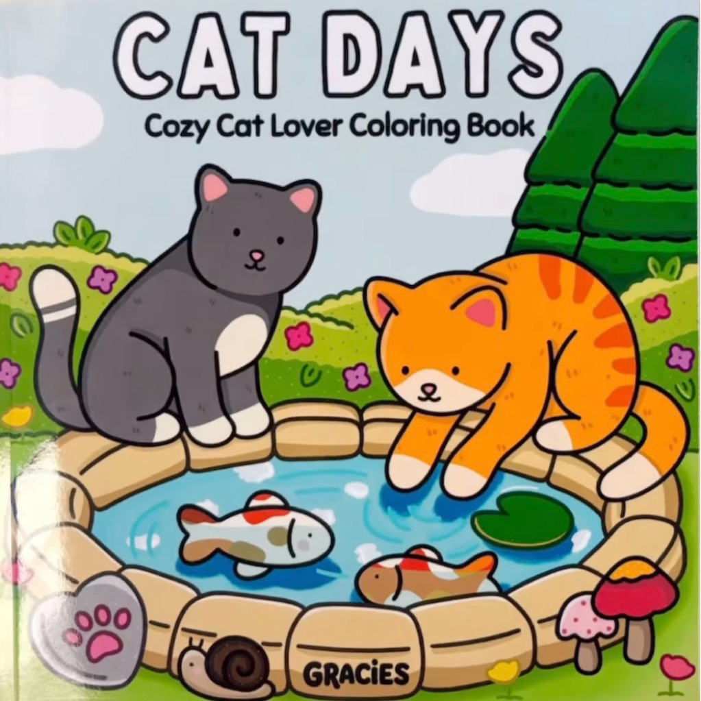 (40 tranh) Quyển tô màu dành cho người yêu mèo “CAT DAYS” giấy 180gsm