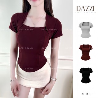   DEAL SALE CUỐI HÈ  Áo thun ôm cổ vuông dáng corset vạt bầu vải cotton mịn DAZZI Women A053 