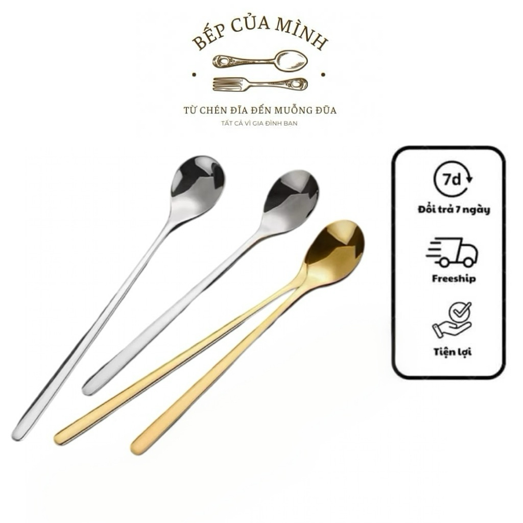 (1 cái) Muỗng Inox 304 Dáng Giọt Nước – Size 15–17cm – Thanh Lịch, An Toàn