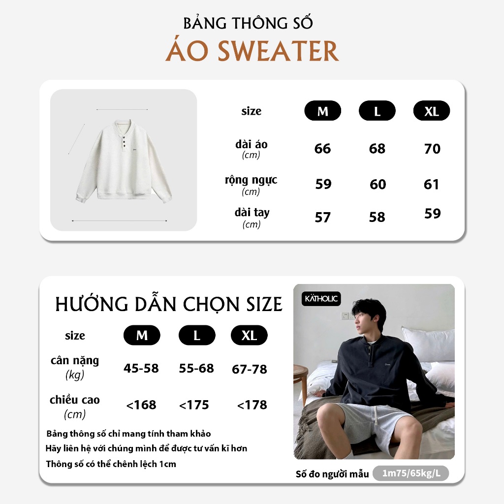 Áo Sweater Cổ Tàu Nam Nữ Local Brand KATHOLIC Chất Liệu Nỉ Hai Da Form Rộng Oversize Kèm Hình Thêu KAT032 | BigBuy360 - bigbuy360.vn