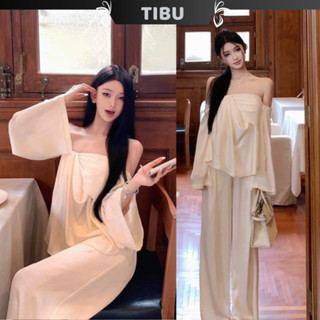 Set Áo Ống Chéo Vạt Tay Loe Lạ Mắt Phối Quần Ống Rộng TIBU Set Đồ Nữ Sang Chảnh Xinh Xắn Đi Chơi Dạo Phố B596