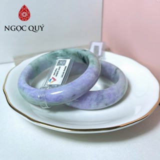  Vòng cẩm thạch A Myanmar - Ngọc phỉ thúy type A bản hẹ màu tím tử la lan đểm xanh  ni 48-55  kèm kđ type A  - Ngoc Quý 