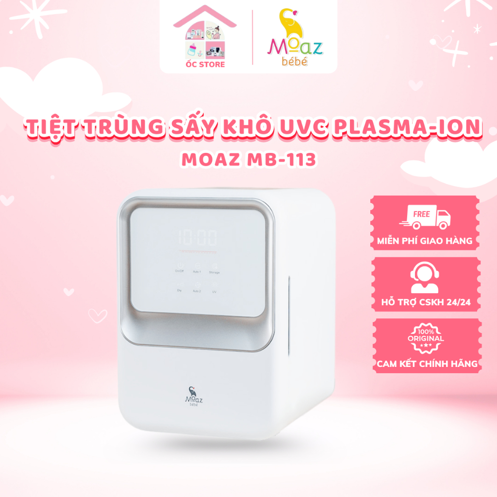Máy tiệt trùng sấy khô UVC Plasma ion Moaz bébé MB113 dung tích 23L bảo hành chính hãng 12 tháng