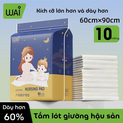 Tấm Lót phụ sản Wai cho mẹ sau sinh, Tấm lót gường hậu sản siêu dày 75g KidAndMom cho mẹ &bé thay tã