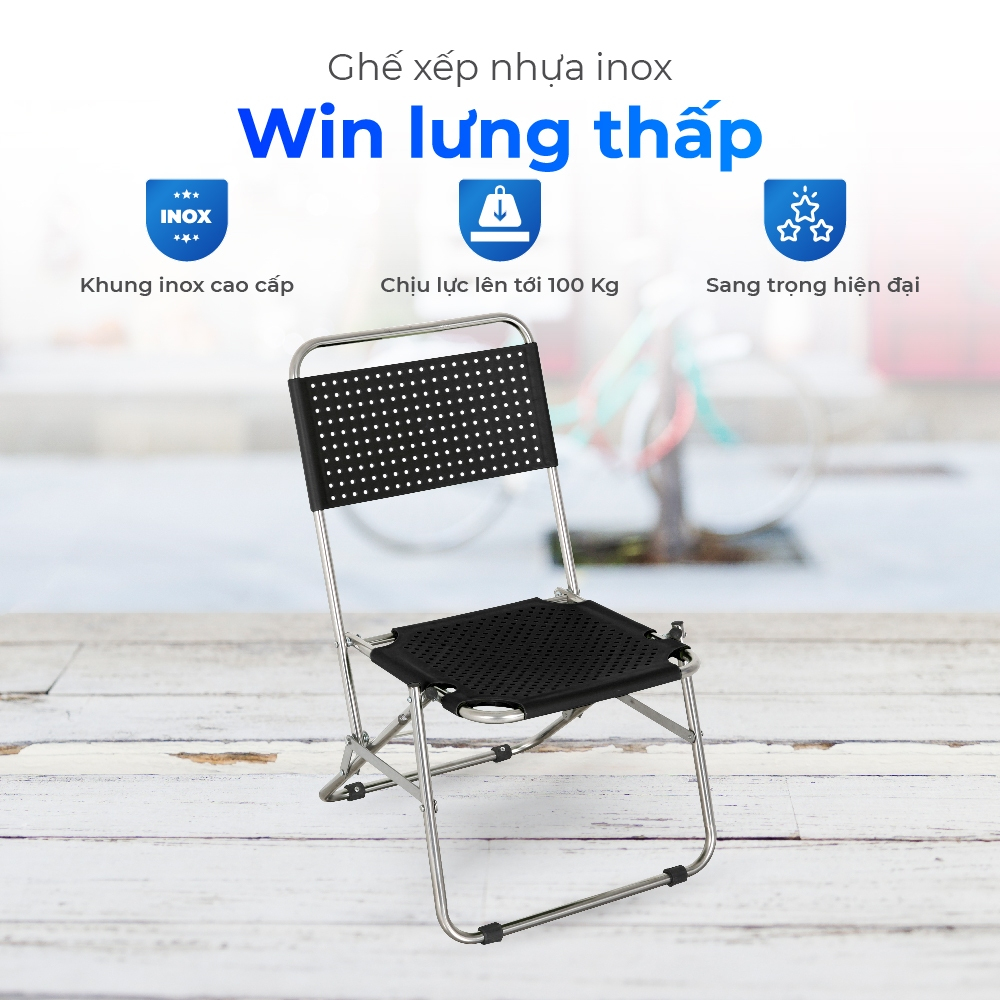 Ghế cà phê Win QUI PHÚC, lưng nhựa thấp, thoáng khí, thoải mái, gấp gọn tiện lợi, dễ sử dụng | BigBuy360 - bigbuy360.vn