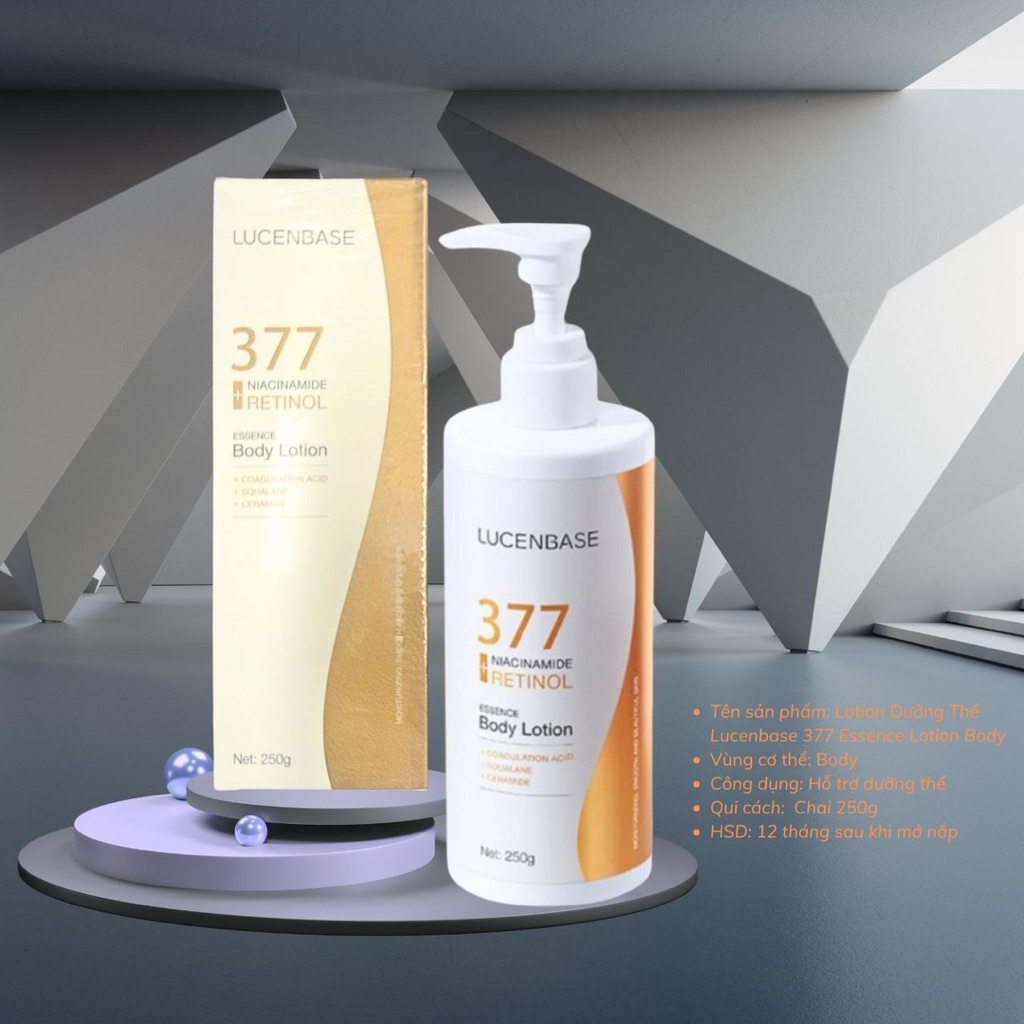 Sữa Dưỡng Thể Lucenbase 377 Niacinamide Retinol Essence Body Lotion 250g Hỗ Trợ Dưỡng Trắng Cấp Ẩm
